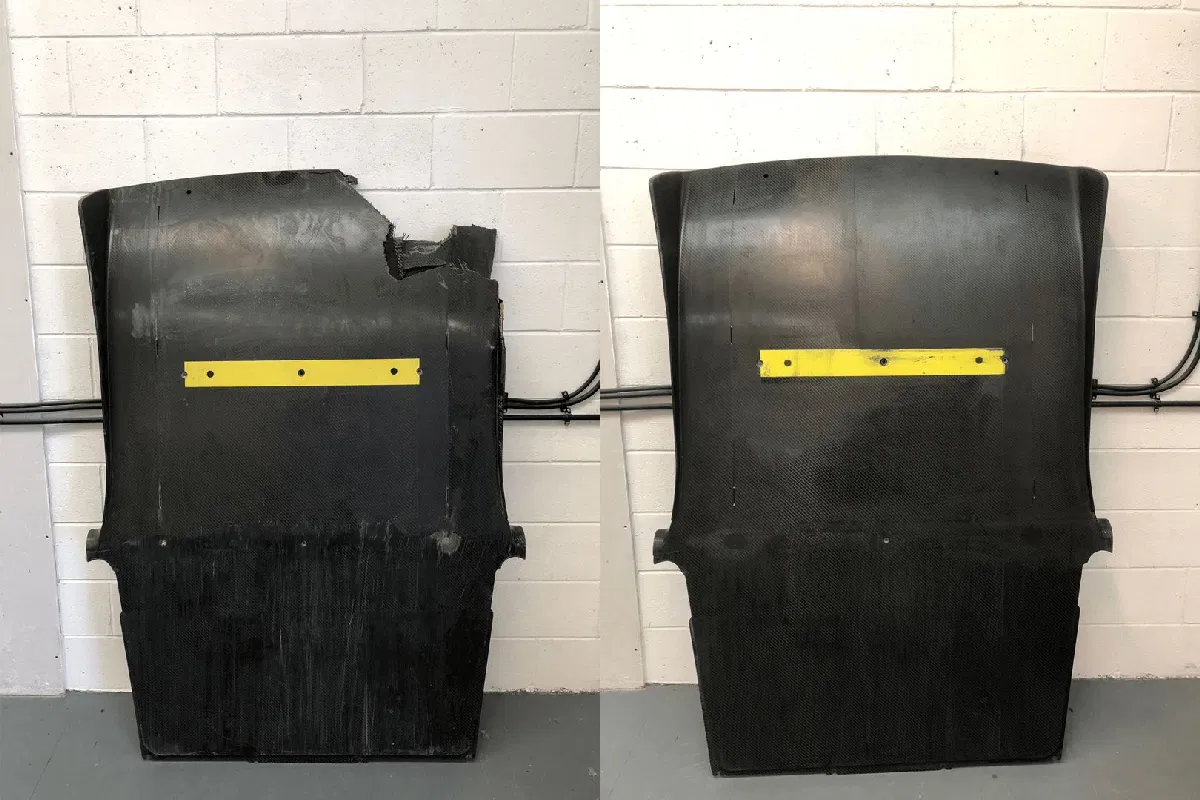 Carbon fibre panel part way through repair