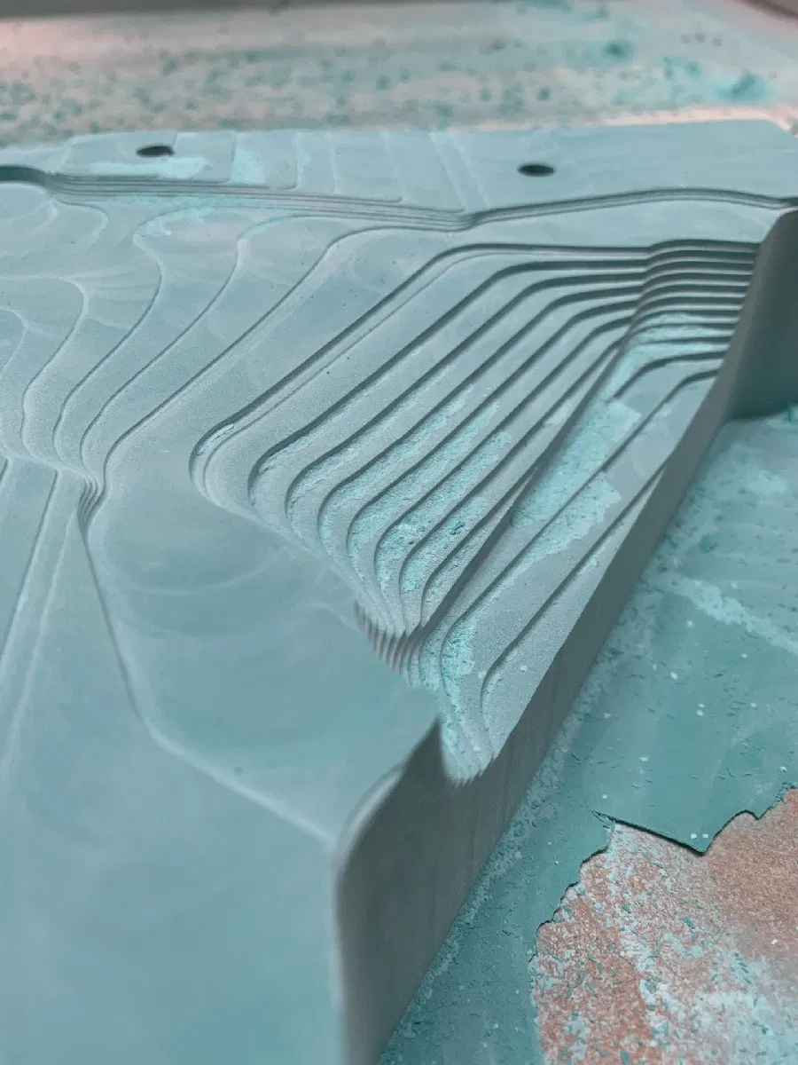 CNC machined pattern in epoxy tooling block