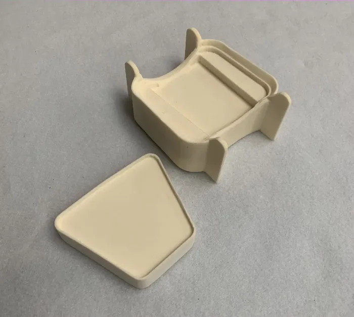 Machined channel in turquoise tooling block